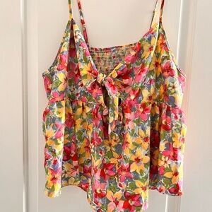 VCAY Plus Floral Print Knot Front